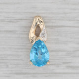 0.88ct Pear Mystic Blue Topaz Diamond Pendant 10k Yellow Gold