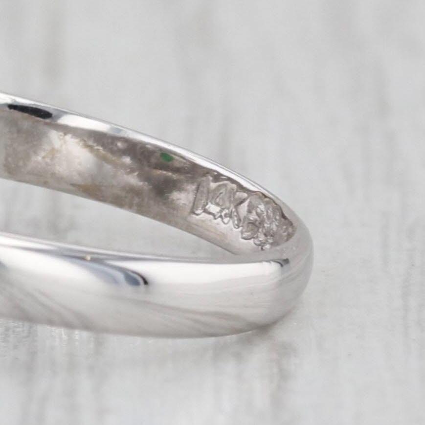 Green Jadite Jadeite Jade Ring 14k White Gold Oval Cabochon Solitaire Size 7.5