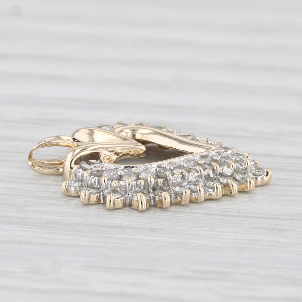 Light Gray 0.20ctw Diamond Open Heart Pendant 10k Yellow Gold