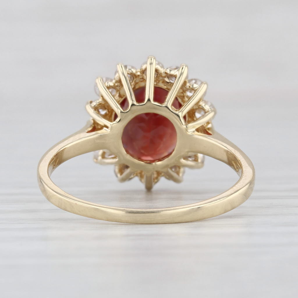 3.05ctw Red Andesine Diamond Halo Ring 14k Yellow Gold Size 9