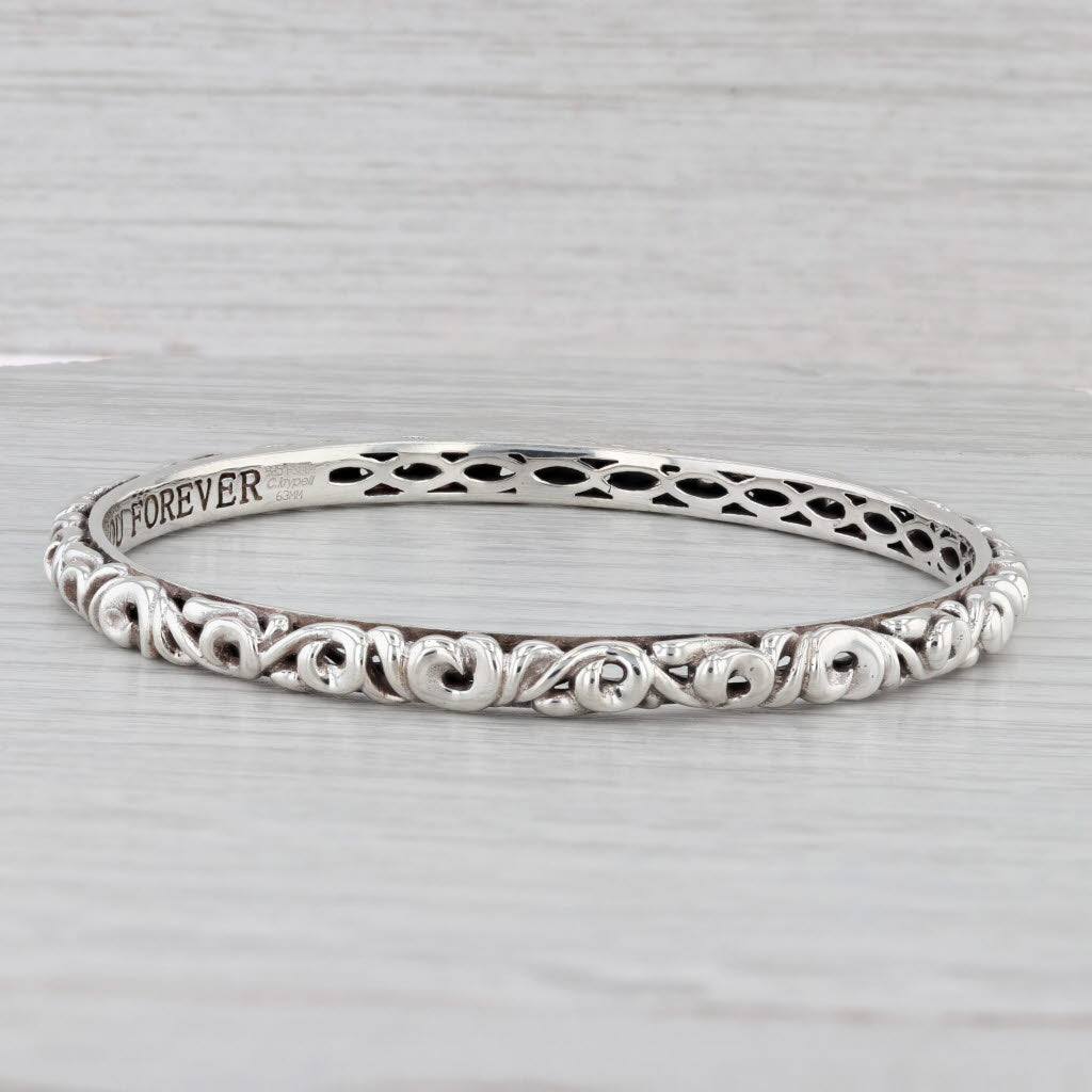 Light Gray Charles Krypell I Love You Forever Sapphire Bangle Bracelet Sterling Silver