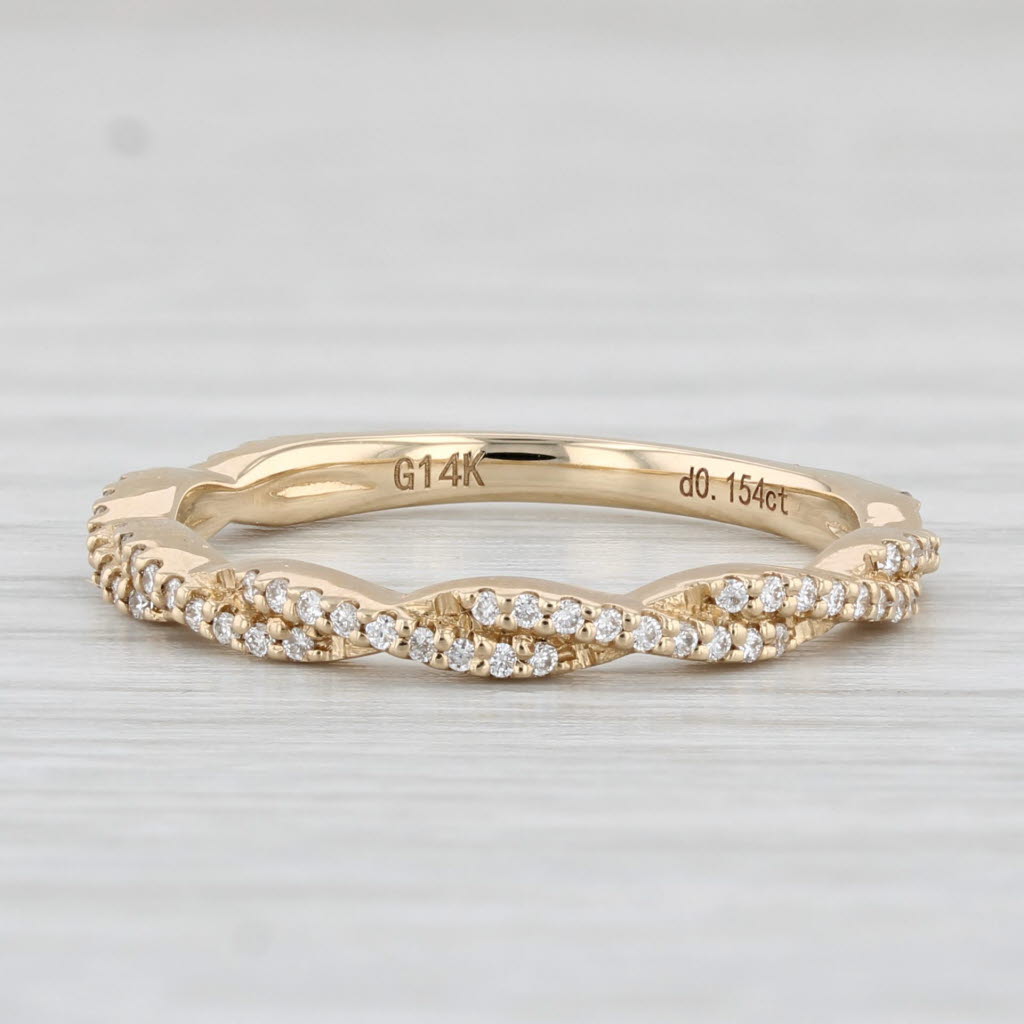 Light Gray New 0.15ctw Stackable Diamond Ring 14k Yellow Gold Wedding Band Size 6.25