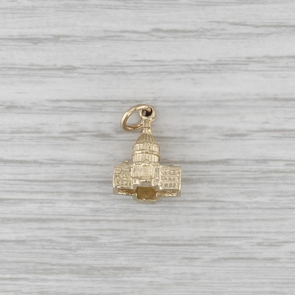 Washington DC Capitol Building Charm 14k Yellow Gold Pendant