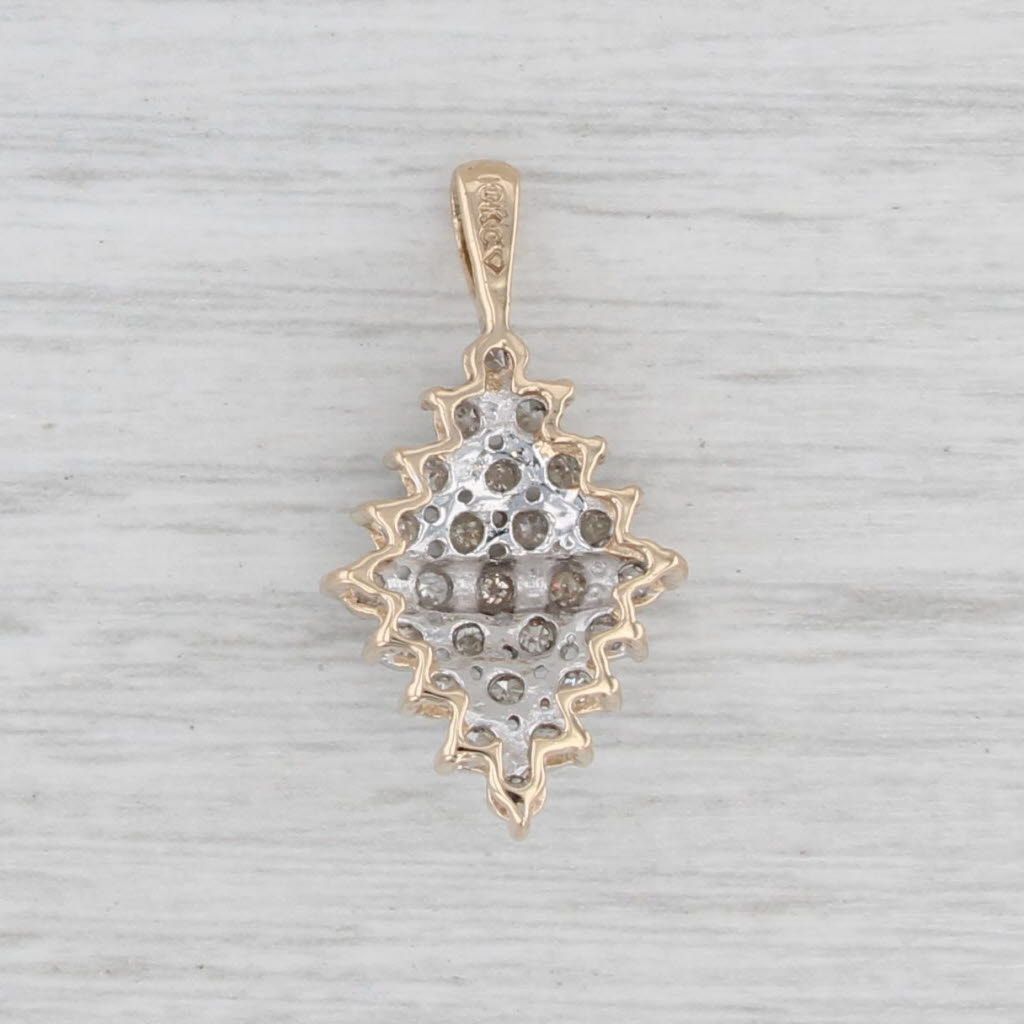 Light Gray 0.25ctw Diamond Cluster Pendant 10k Yellow White Gold Drop