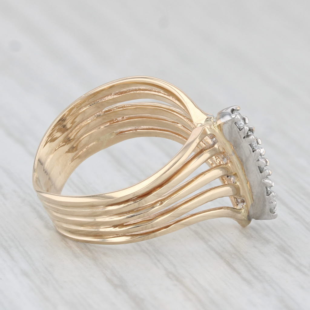 Light Gray 0.14ctw Diamond Journey Layered Band Ring 14k Yellow Gold Size 4