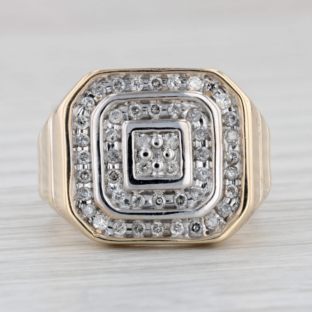 Light Gray 0.30ctw Diamond Halo Ring 10k Yellow Gold Size 8.75-9