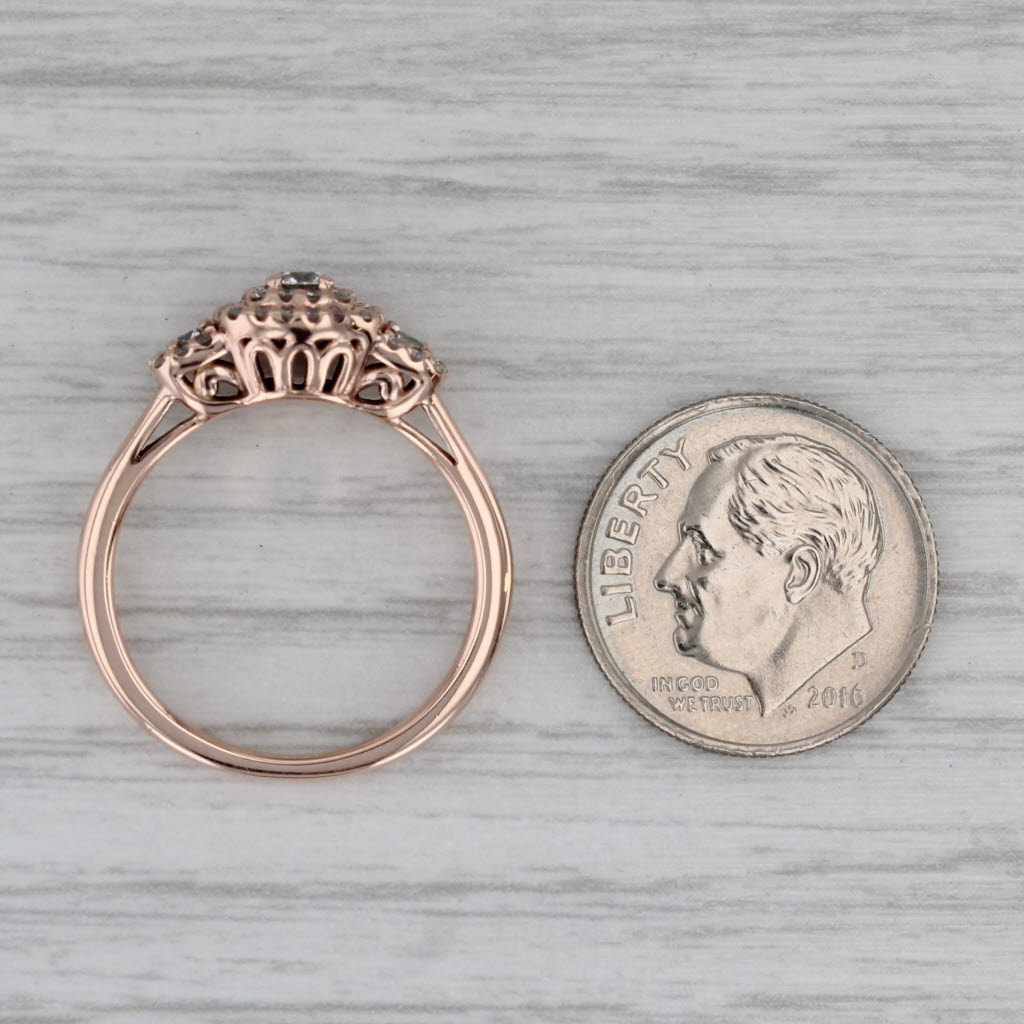 Gray 0.50ctw Diamond Halo Engagement Ring 10k Rose Gold Size 7