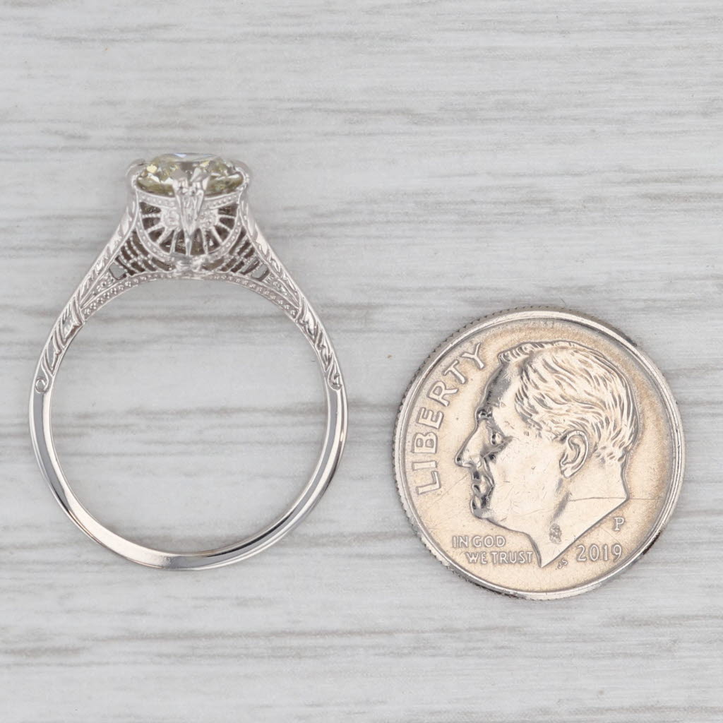 Light Gray 1.23ct Old European Diamond Solitaire Engagement Ring 14k Gold Filigree Sz 6.25