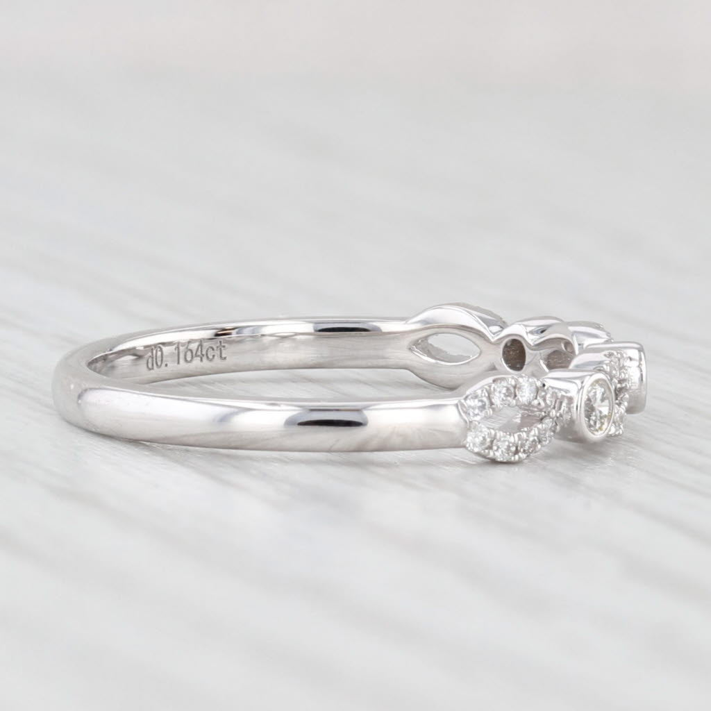 Light Gray New 0.16ctw Diamond Wedding Band 14k White Gold Stackable Anniversary Ring 6.5