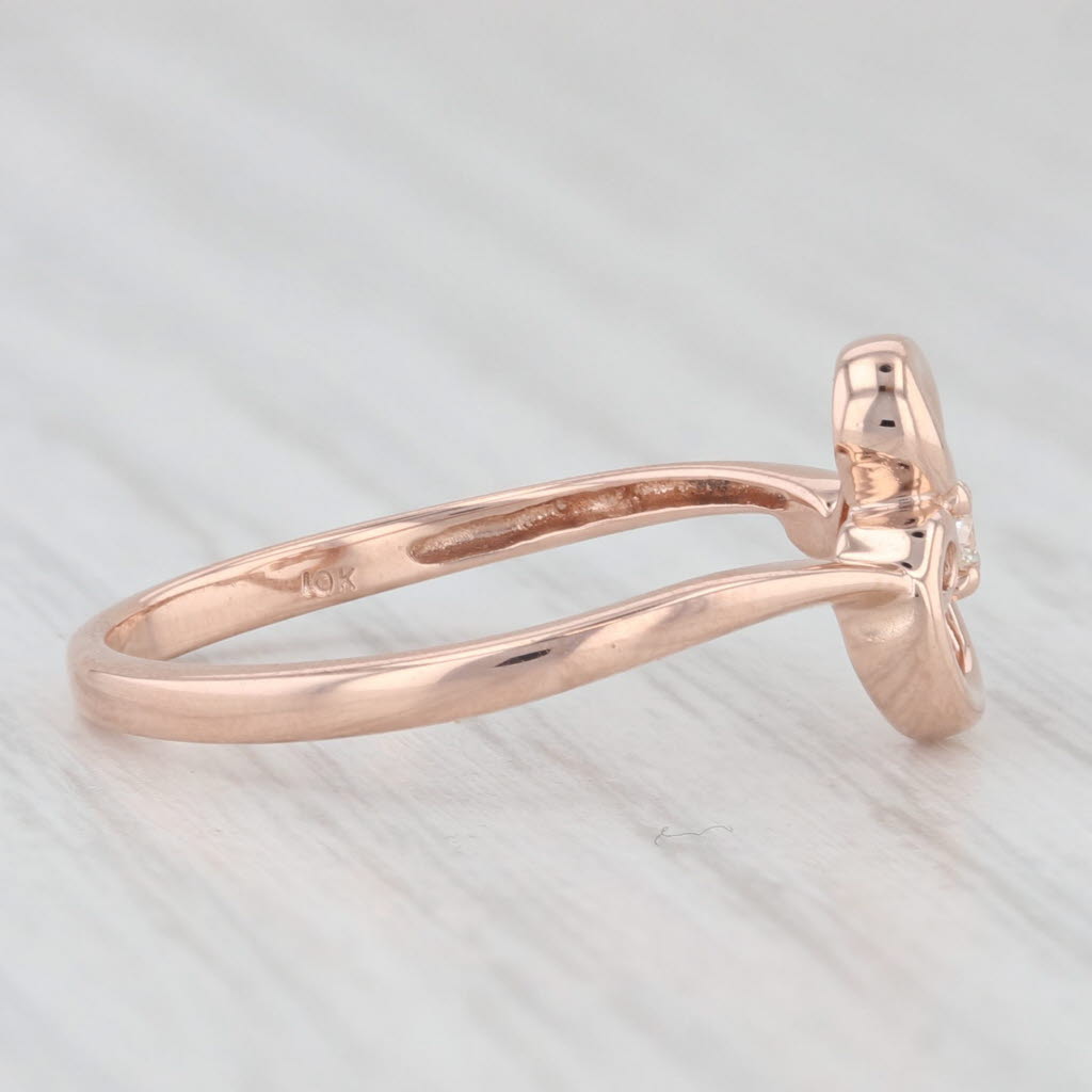 Light Gray Diamond Open Heart Ring 10k Rose Gold Size 7