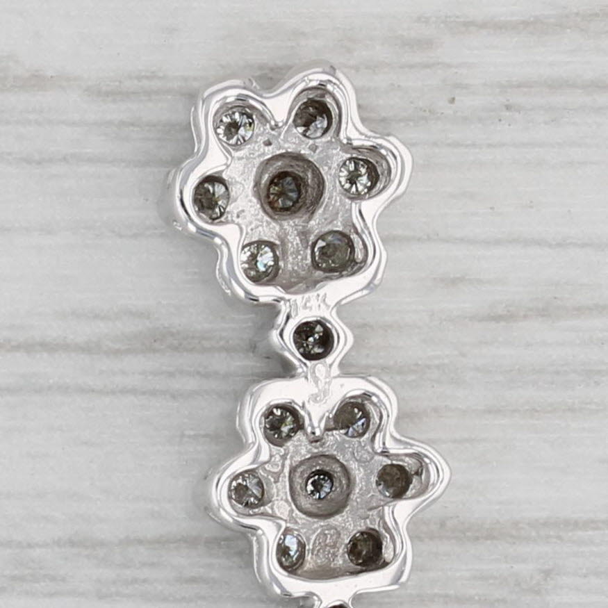 Gray 0.22ctw Diamond Flower Clusters Journey Pendant 14k White Gold