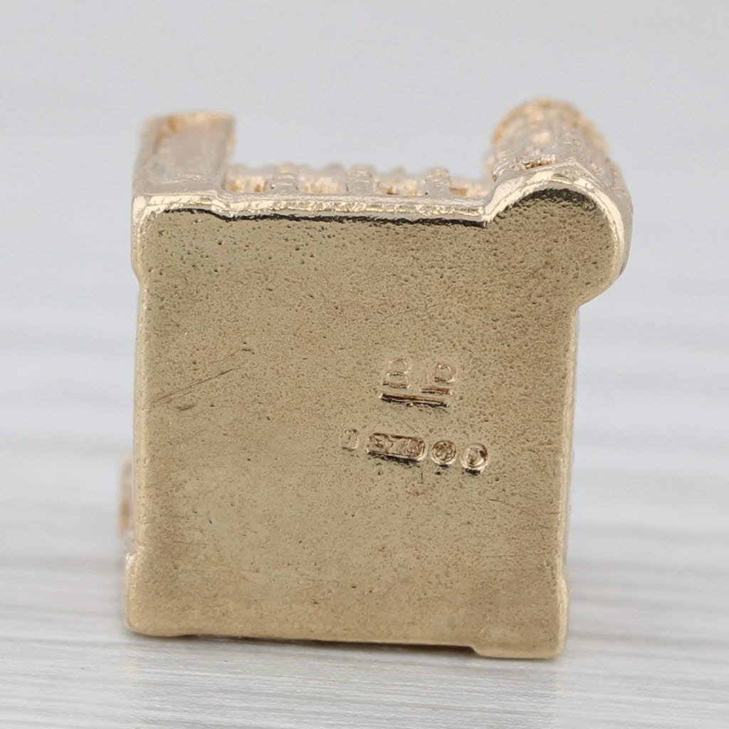 Gray Vintage Tower of London Charm 9k Gold British Souvenir Figurine Pendant AS IS