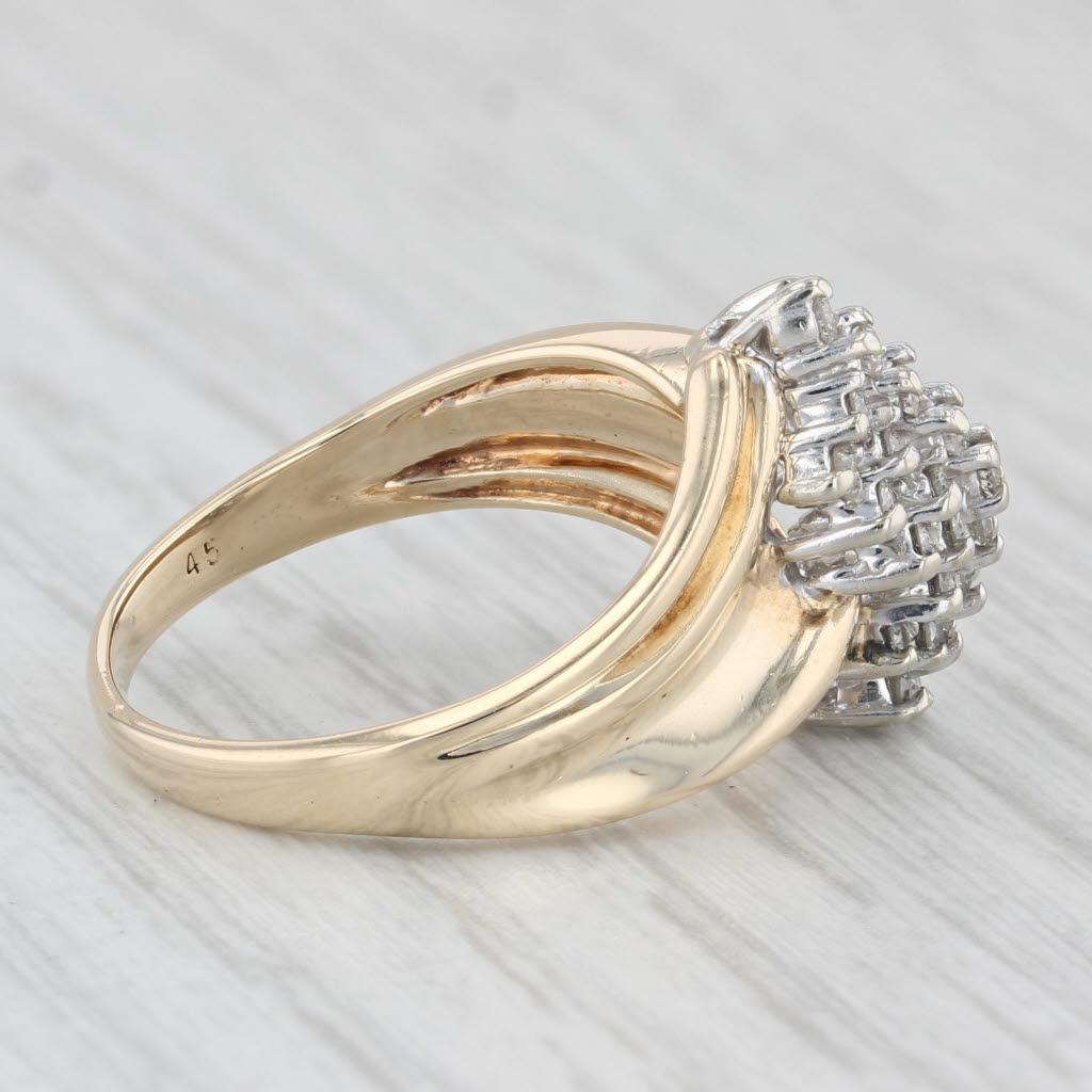 Light Gray 0.33ctw Diamond Cluster Bypass Ring 10k Yellow Gold Size 7