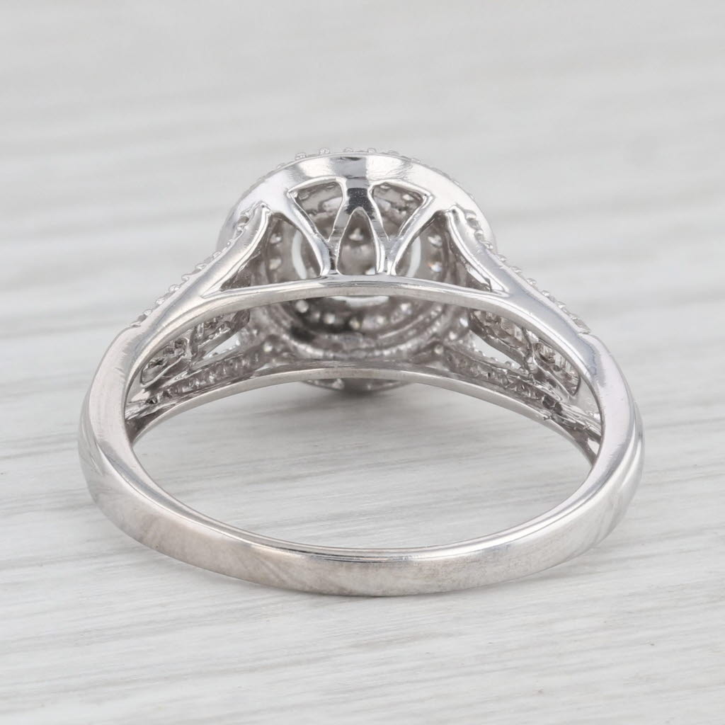 Light Gray 0.38ctw Diamond Halo Engagement Ring 10k White Gold Size 7 Cathedral Band