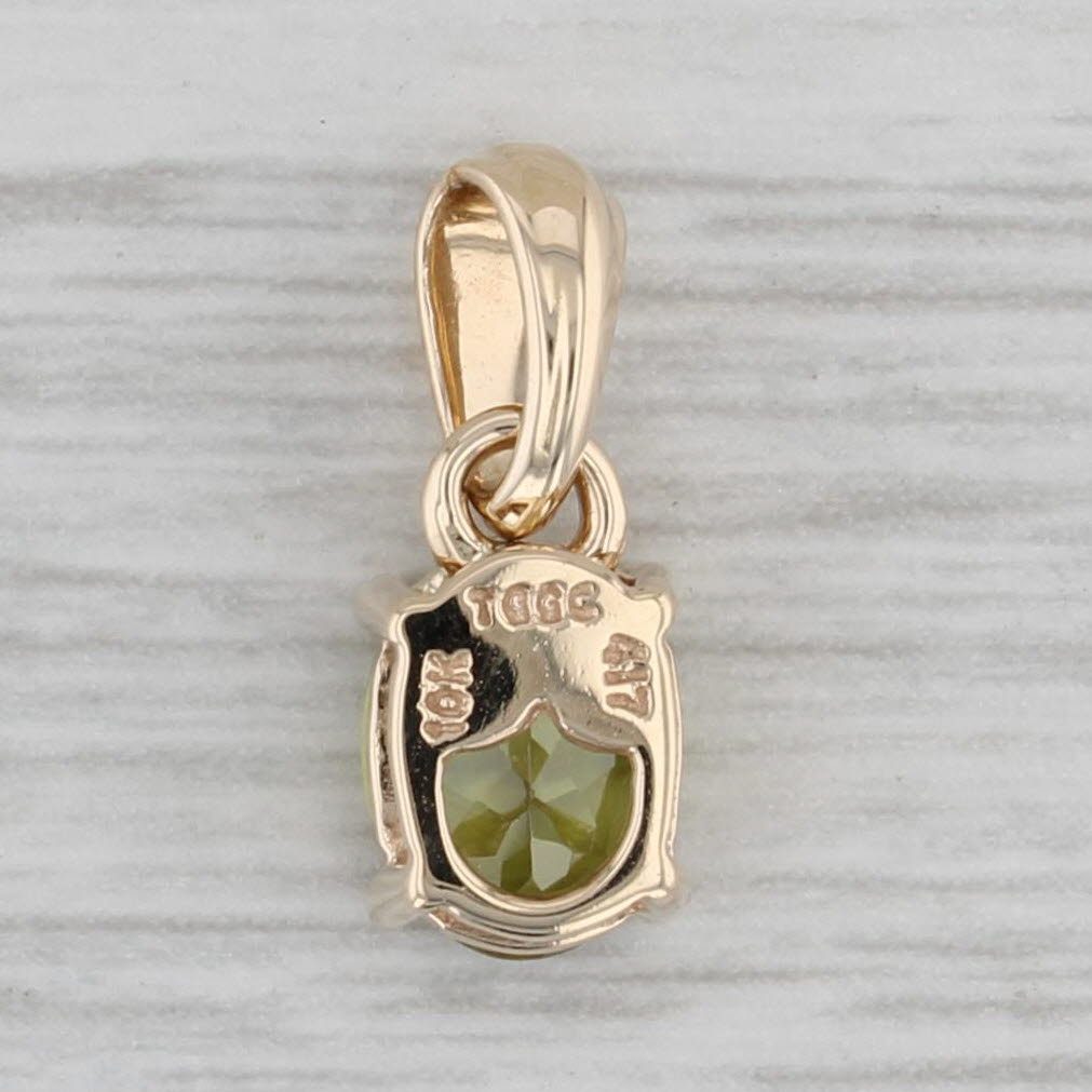Gray 1.25ct Green Sphene Pendant 10k Yellow Gold Small Oval Solitaire Drop