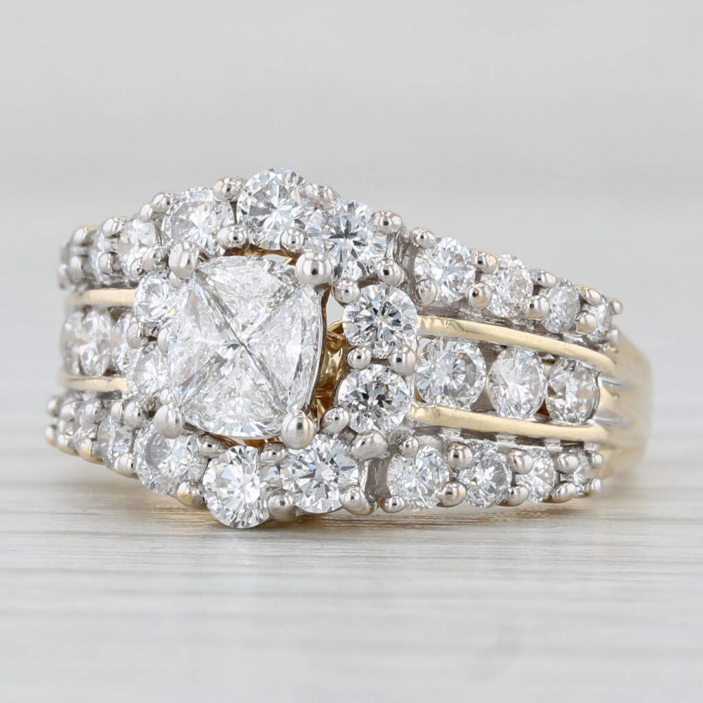 Light Gray 1.64ctw Diamond Halo Engagement Ring 14k Yellow Gold Size 7