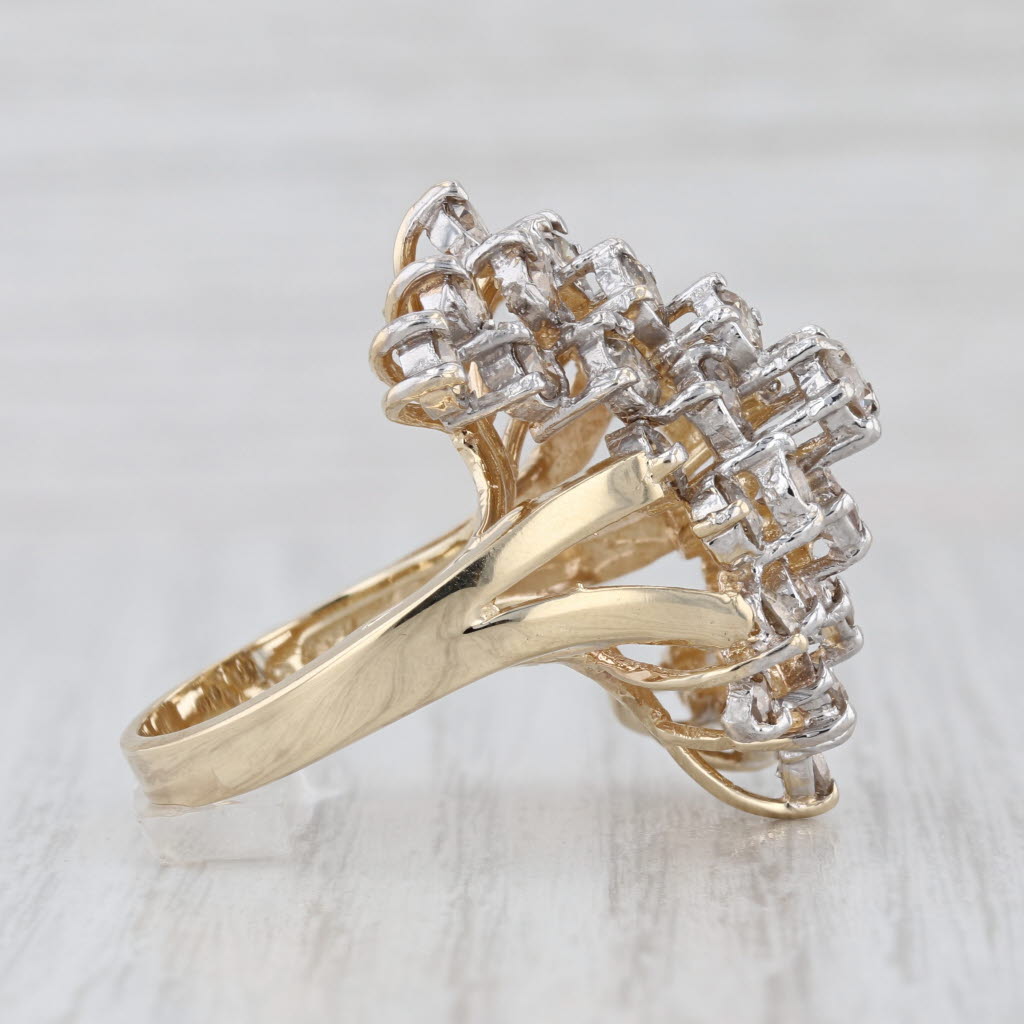 5ctw Brown Diamond Cluster Cocktail Ring 14k Yellow Gold Size 8.5