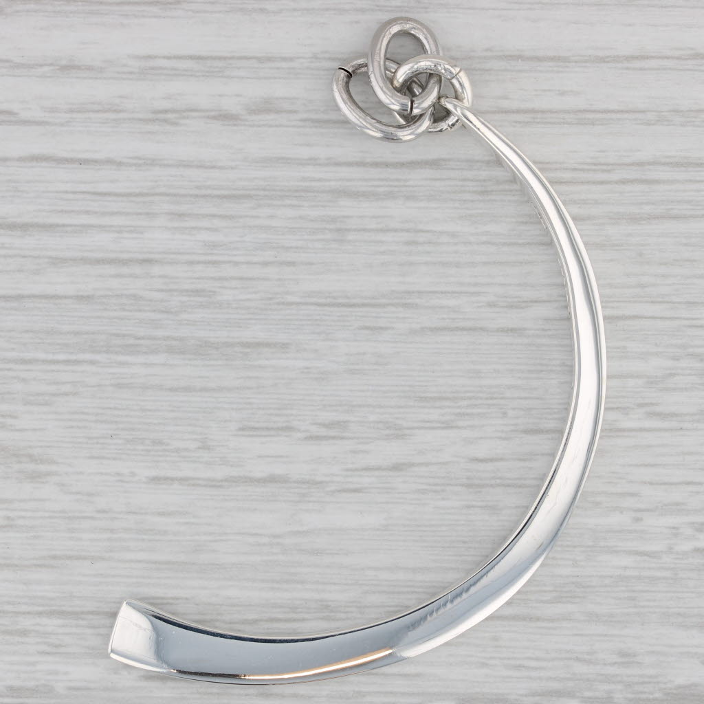 Gray Tapering Crescent Half Moon Pendant Sterling Silver Statement Mexico