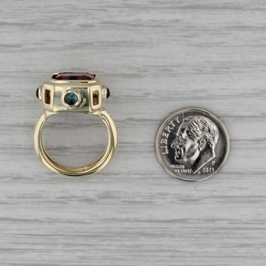 4ct Amethyst Blue Sapphire Cabochons Ring 14k Yellow Gold Size 5 Cocktail