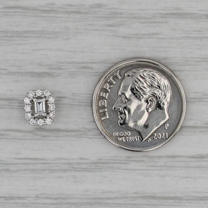 0.12ctw Diamond Pendant 14k White Gold Floating Small Drop