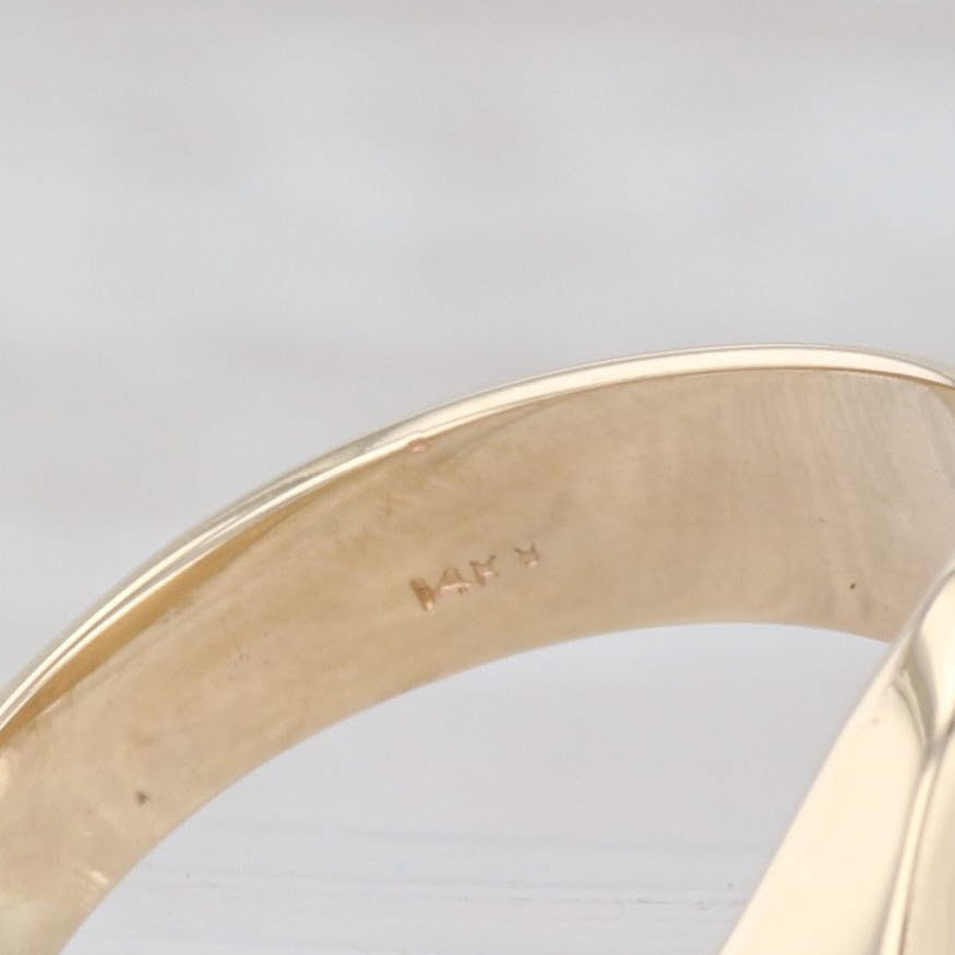 Light Gray Engravable Signet Ring 14k Yellow Gold Size 9.25 Men's Vintage