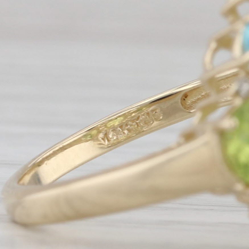3.62ctw Peridot Topaz Apatite Ring 14k Yellow Gold Size 7 Cocktail Cluster