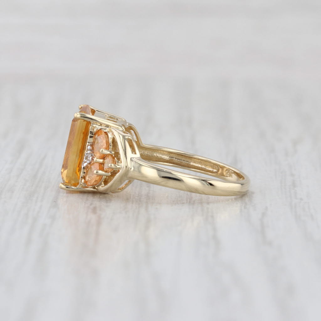 3.55ctw Orange Garnet Citrine Diamond Ring 10k Yellow Gold Size 6
