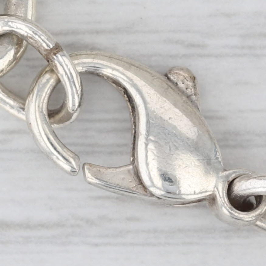 Gray Tiffany & Co Engravable Heart ID Tag Charm Bracelet Sterling Silver 7"