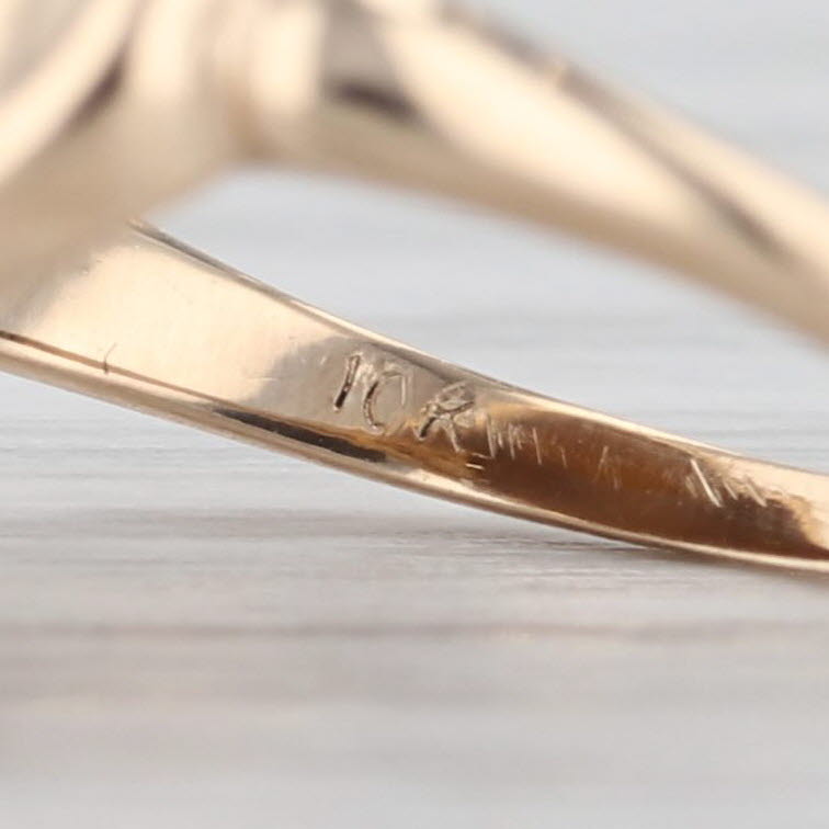 Vintage Tiger's Eye Oval Cabochon Ring 10k Yellow Gold Size 3.5