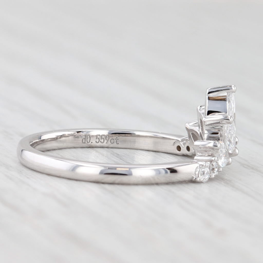 Light Gray New 0.55ctw Lab Grown Diamond Contoured Wedding Band 14k Gold Stackable Ring