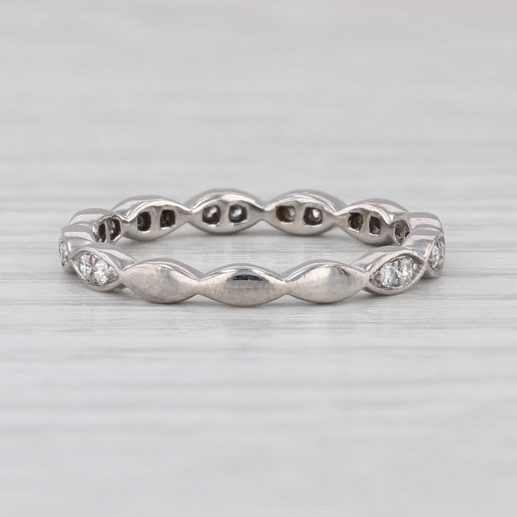0.20ctw Diamond Band 18k White Gold Stackable Wedding Ring Size 6