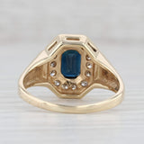 Light Gray 1.38ctw Blue Sapphire Diamond Halo Ring 14k Yellow Gold Size 8