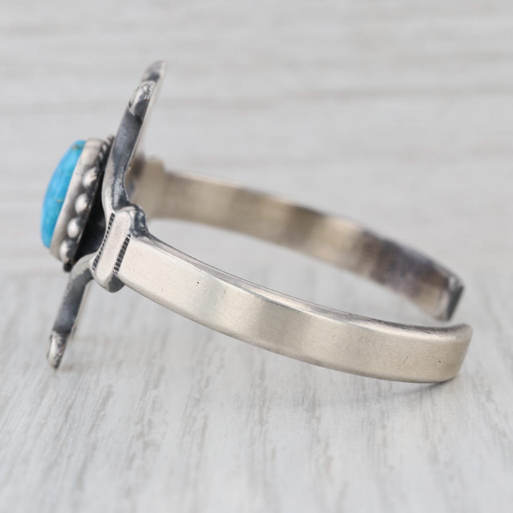 Vintage Native American Turquoise Cuff Bracelet Sterling Silver Navajo Bitsui