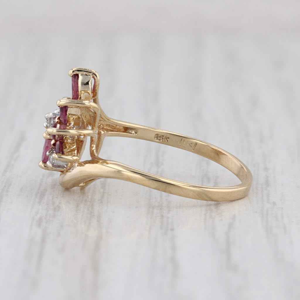 0.46ctw Ruby Diamond Bypass Ring 14k Yellow Gold Size 6.25