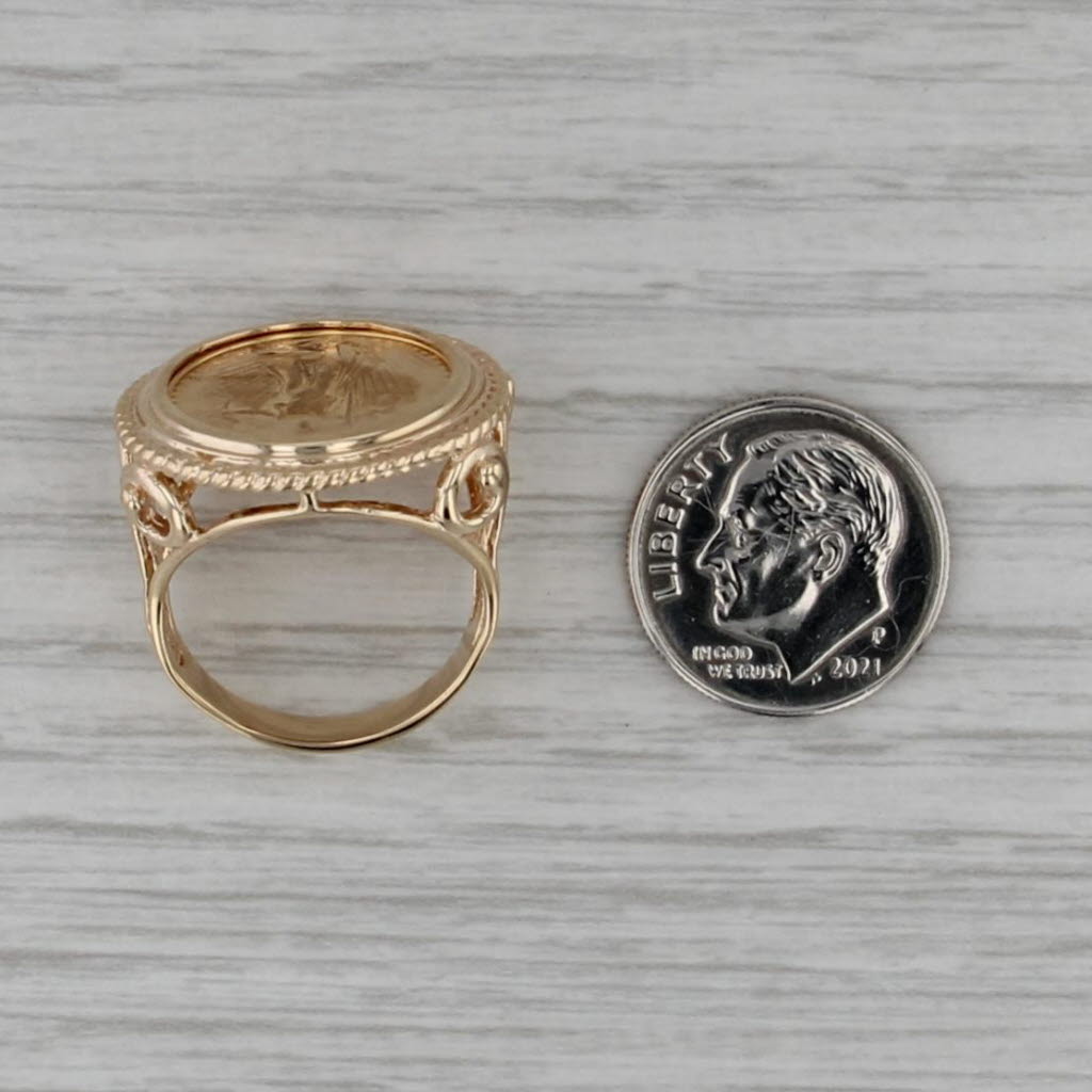 1987 American Gold Eagle 1/10oz Coin Ring 14k 22k Yellow Gold Size 6.25