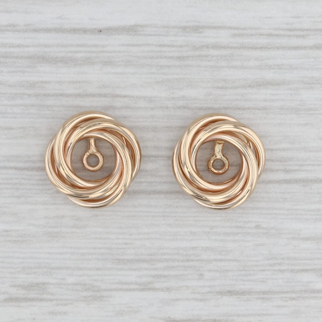 Light Gray Woven Knot Stud Earring Enhancers Jackets 14k Yellow Gold
