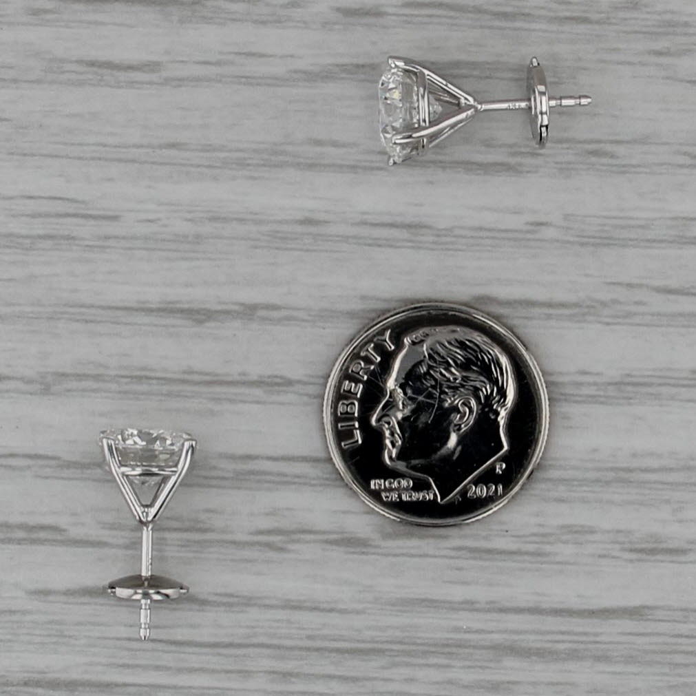 New 4.03ctw IGI Lab Grown Diamond Stud Earrings VS1 F 14k White Gold Studs
