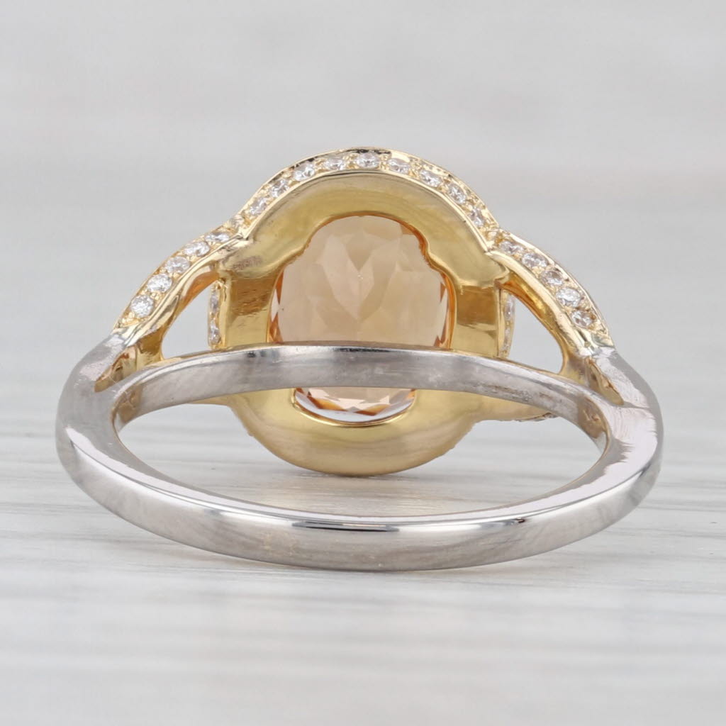 Light Gray 3.05ctw Orange Topaz Diamond Halo Ring 14k Yellow White Gold Size 6.5