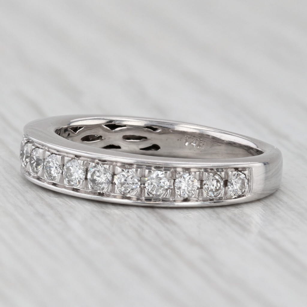 Light Gray 0.33ctw Diamond Wedding Band 14k White Gold Size 4.75 Stackable Anniversary Ring