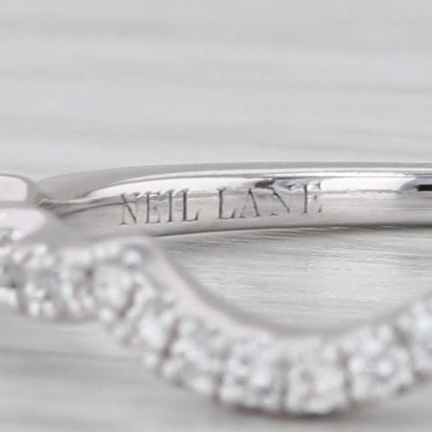 Neil Lane Contoured Diamond Ring 14k White Gold Wedding Band Size 8 Guard