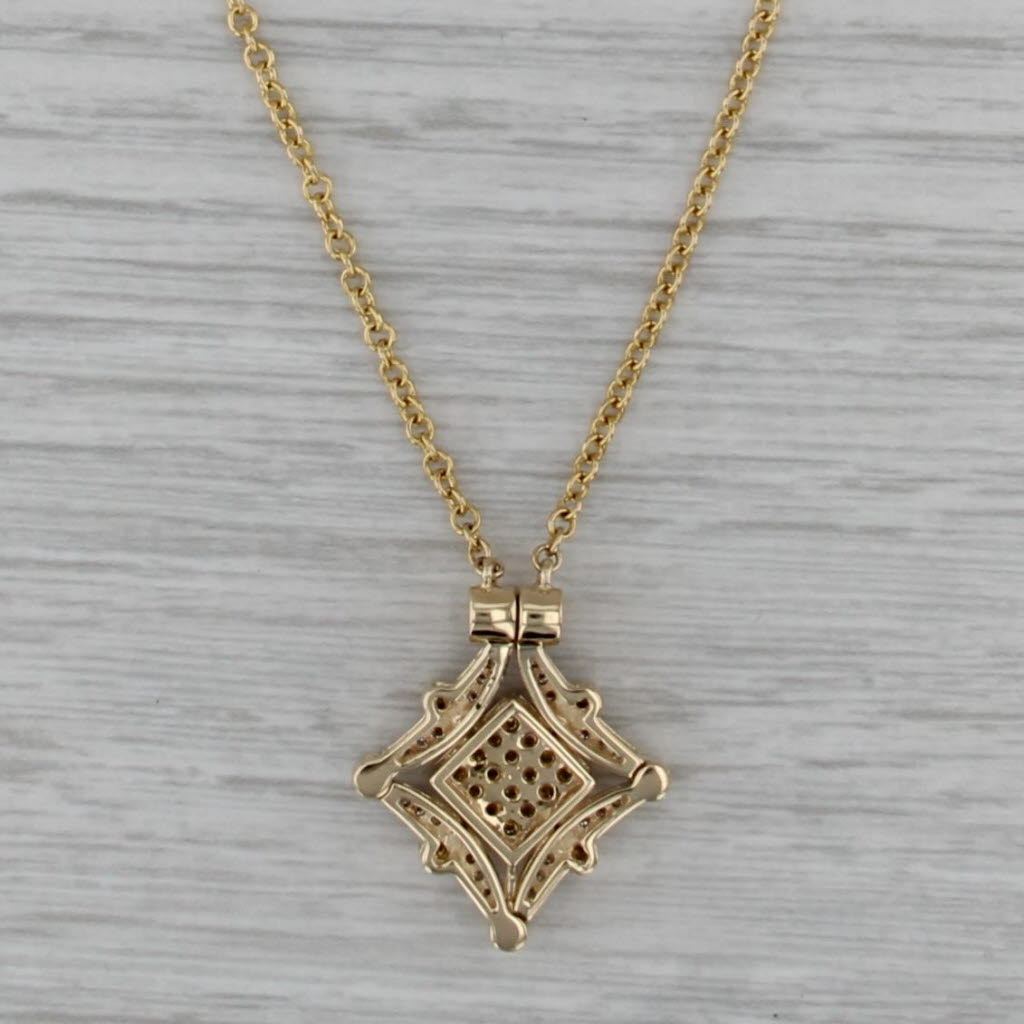 0.24ctw Yellow Diamond Pendant Necklace 14k Gold Convertible Shape Magnetic