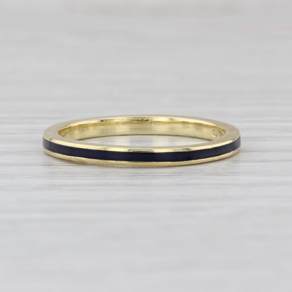 Hidalgo Purple Enamel Ring 18k Yellow Gold Stackable Band Size 6.5