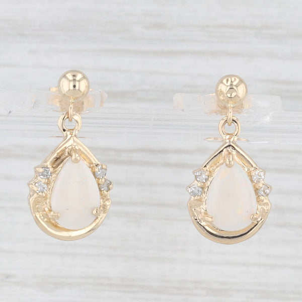 Opal Diamond Teardrop Earrings 14k Yellow Gold Dangles