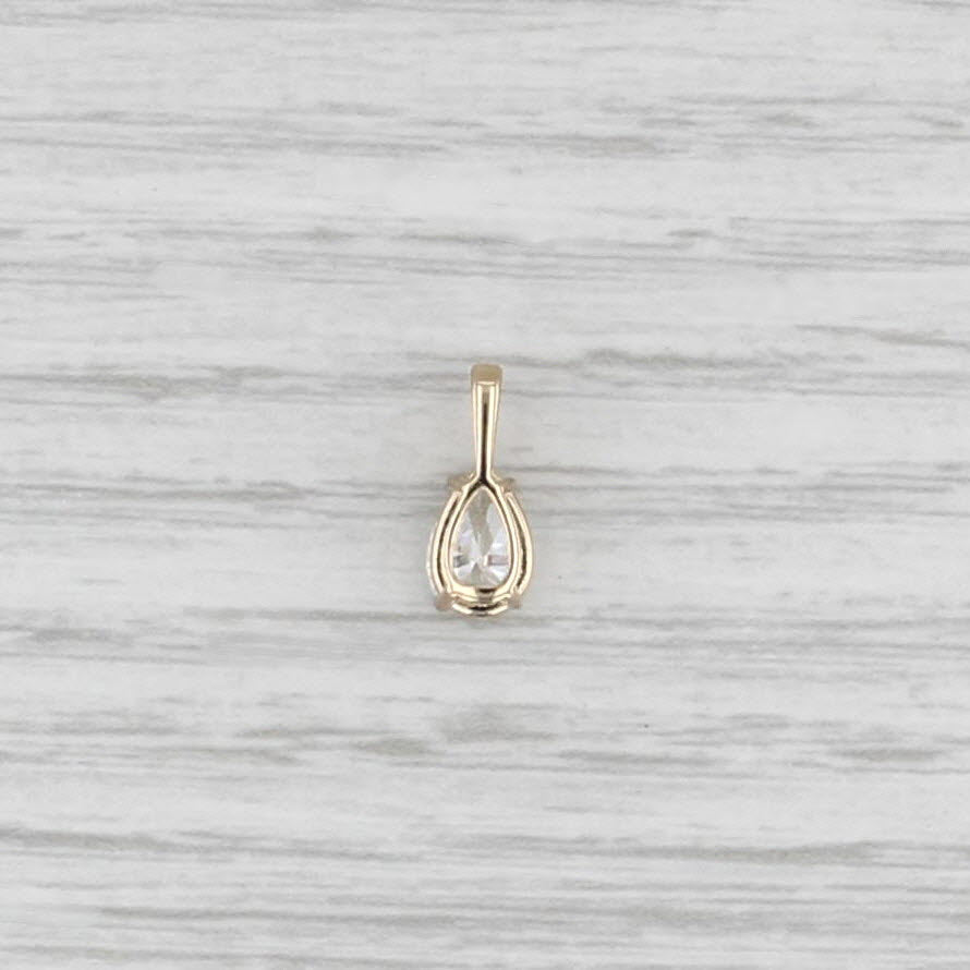 New 0.58ct Diamond Pear Solitaire Pendant 14k Yellow Gold Small Drop