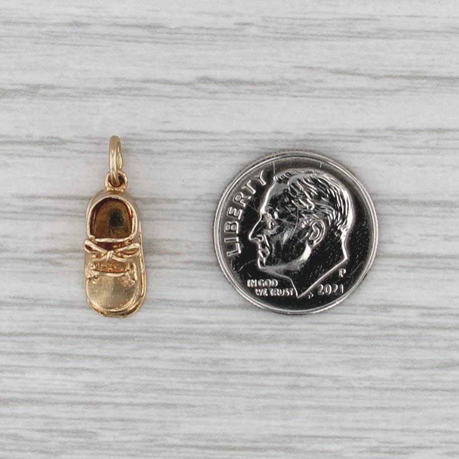 Vintage Baby Shoe Charm 14k Yellow Gold Small Keepsake Pendant New Mom
