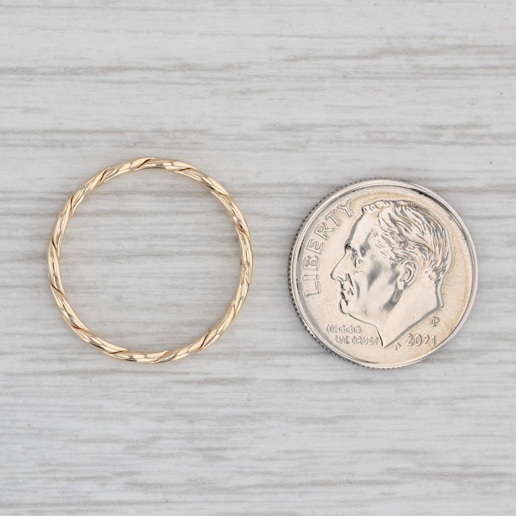 Gray Woven Stackable Band 14k Yellow Gold Size 6.25 Wedding Ring
