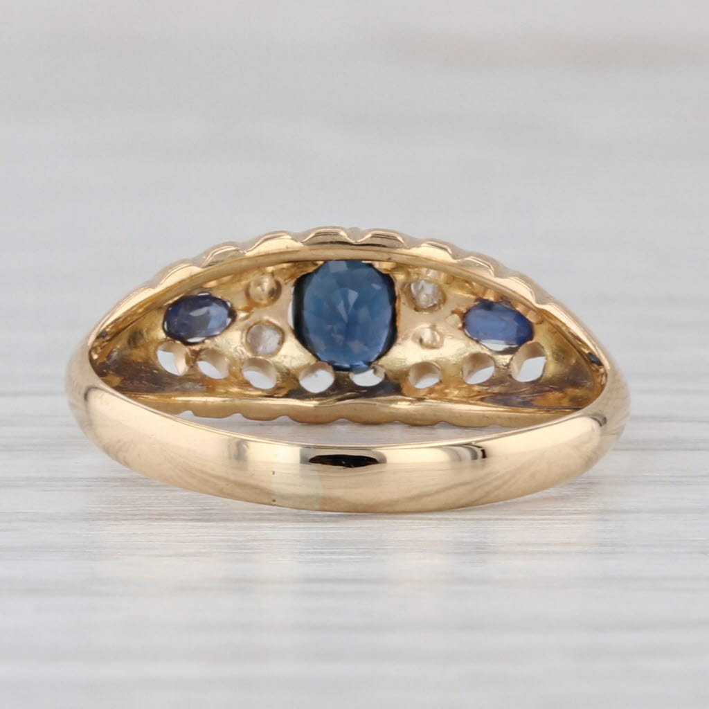 0.46ctw Blue Sapphire Diamond Ring 18k Yellow Gold Size 6.25