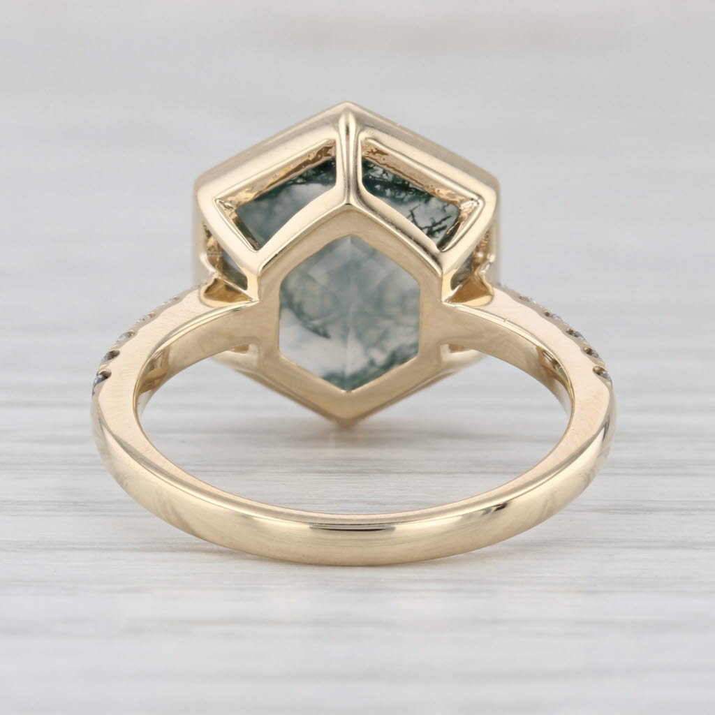 4.94ctw Moss Agate Moissanite Ring 14k Yellow Gold Size 7.75