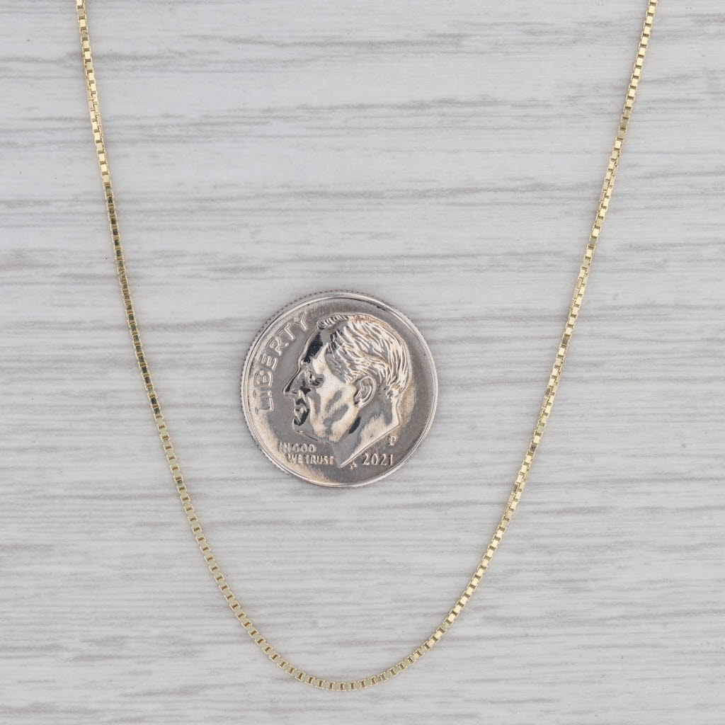 Gray 18" 0.7mm Box Chain Necklace 14k Yellow Gold Lobster Clasp