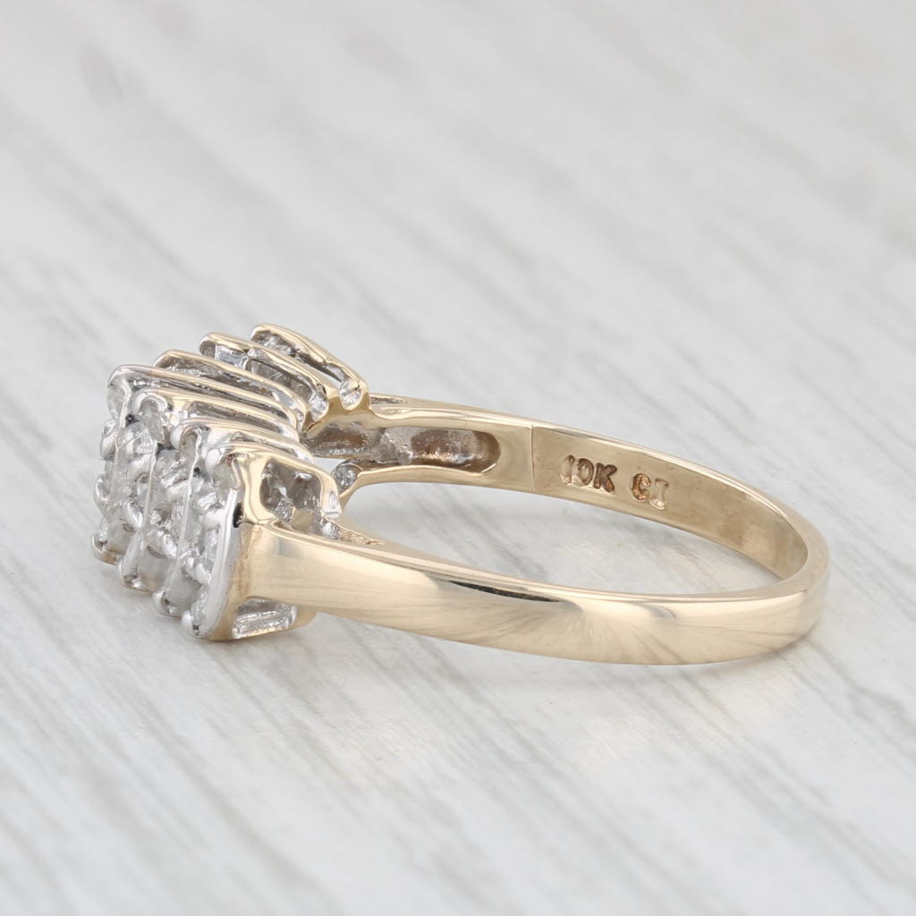 Light Gray 0.37ctw Diamond Tiered Pyramid Ring 10k Yellow Gold Size 7.25